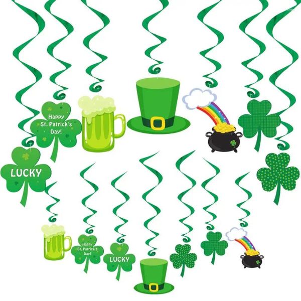 Party-Dekoration 36PCS St. Patrick's Day Dekorationen Vormontierte Ausschnitte Lucky Banner Shamrock Strings of Shamrocks Paper Fans