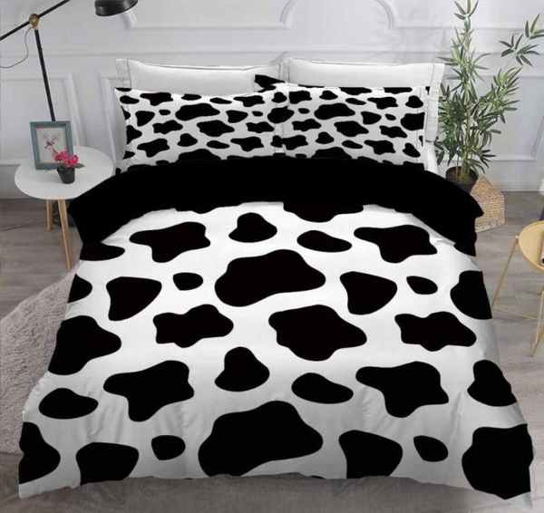 23 pezzi Set di biancheria da letto per animali da mucca set di copertina del piumino stampato 3D Coperchio trapunta Black White Led Cover Twin King King Setno Sheets7745411