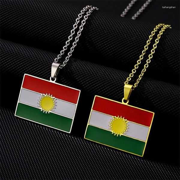 Ketten Kurdistan Kartenflagge Anhänger Halskette Edelstahl Gold Silber Farbe Männer Frauen Land Ethnische Schmuck Geschenk