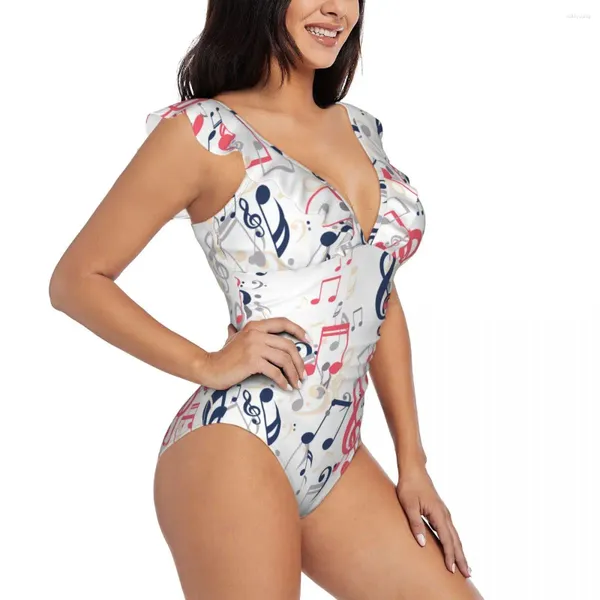 Swimwear femminile sexy Swimsuit Women Women Falling Abstract Musical Notes arruffato Monokini Body Female Girl Beach Bareding Adday