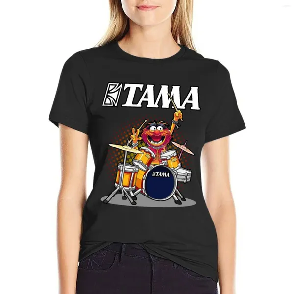 Drummer de animais Polos femininos Tama bateria de t-shirt Summer Top Lady Rous