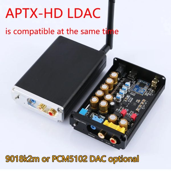 Fones de ouvido sem perda HIFI QCC5125 ADAPTOR APTX LDAC HD Bluetooth 5.1 Adaptador de receptor sem fio ES902M I2S Decodificação DAC Decodificação de 24 bits TWS 3,5m RCA