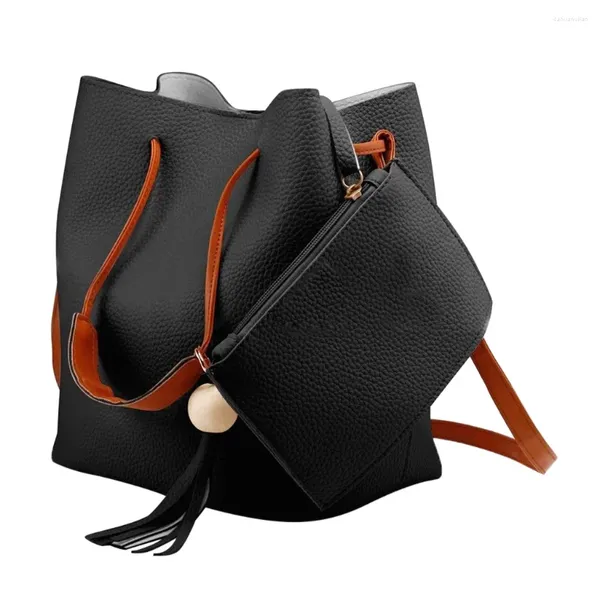 Omuz çantaları moda ahşap boncuk kova çantası kadın püskül çanta çanta tote messenger satchel crossbody bolsa feminina #lr3