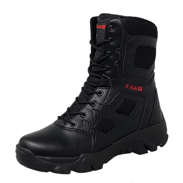 Männer Taktische Militärstiefel Herren Freizeitschuhe Leder Swat Army Boot Motorrad Motorrad Knöchelkampfstiefel Schwarze Botas Militares Hombre 240430