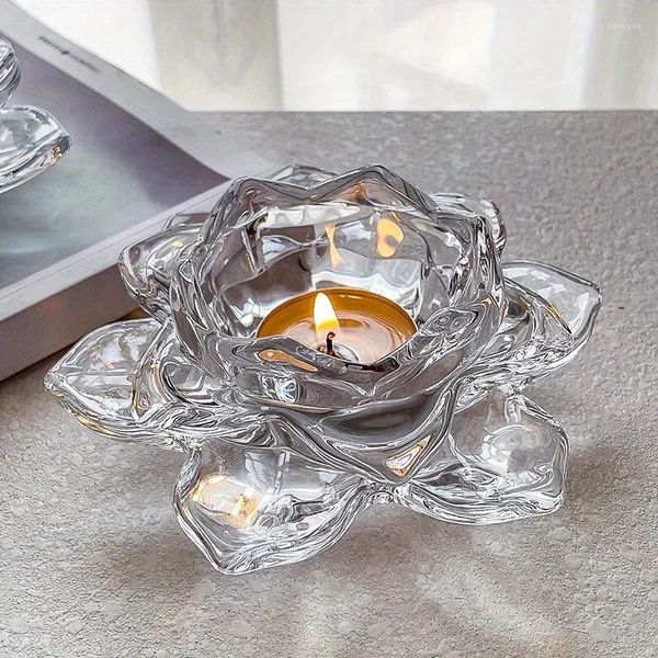 Держатели свечей китайский стиль Lotus Crystal Glass Holder