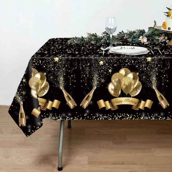 Tala de mesa Preto Decoração de festa de aniversário descartável de ouro preto para homens 18 30 40 40 anos de capa de capa de suprimentos