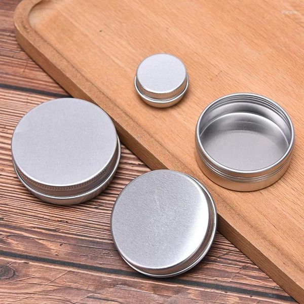 Speicherflaschen 5pcs leer Aluminiumzinnglas mit Schraubengewinde -Deckel runde versiegelte Kastencreme Lippenbehälter Kosmetische Kerzengläser