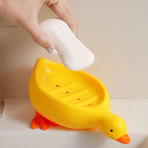 Piatti Box Soap Basella giallo Anatra A Duck Cartoon Dapsoling Disciabile Contenitore Solping Piatto Accessori per il bagno per la casa Accessori per il bagno