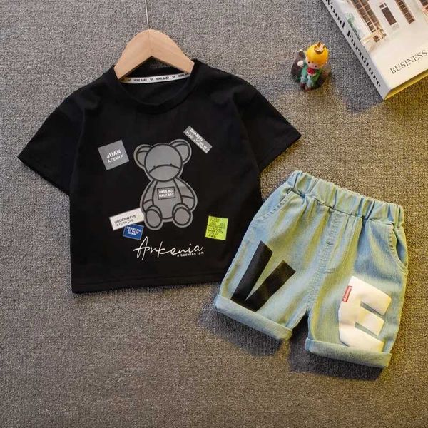 Комплекты одежды хлопковые малышки для мальчиков наборы одежды корейская версия маленькие дети короткие рукава костюмы Summerl2405