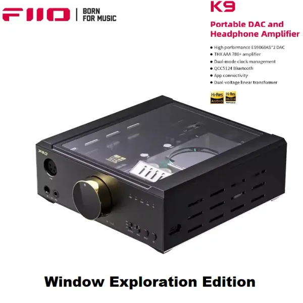 Amplificador (alcance de exploração) FIIO K9 AMPLIFICADOR DE PODROS DE ENQUTENDO DE DESCLUSÃO AMP USB ES9038PRO*2 DAC Bluetooth HiFi Audio thx AAA 788+ LDAC DSD512