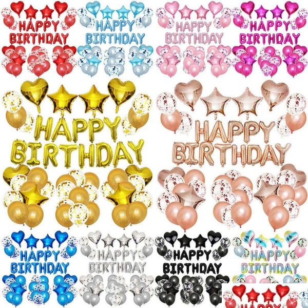 Parti Dekorasyon Seti Doğum Günü Kalp Şeklinde Mutlu Yıldız Şekiş Doğum Günleri Mektubu Lateks Balon Yatak Odası Dekoru Sürpriz Th1386 S Drop Deli Dhant