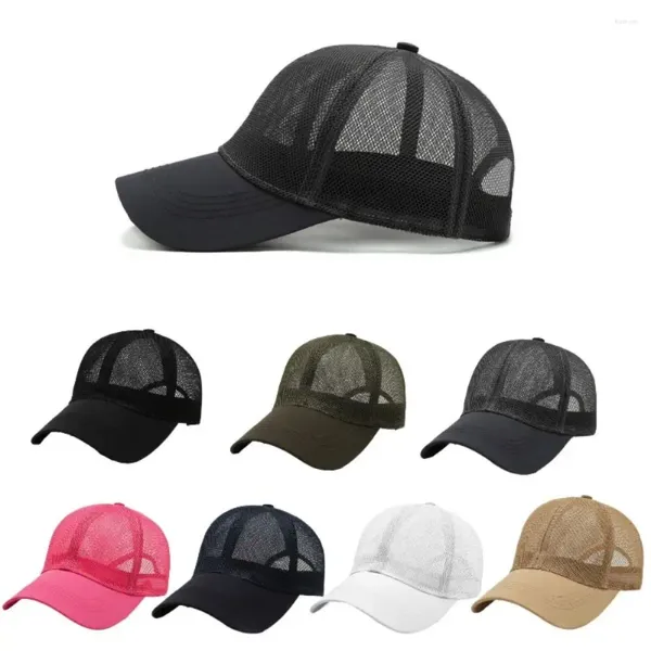 Ballkappen Großer Krempe Baseballhutqualität Feste Farbe atmungsaktiver Sonne Unisex Mesh Trucker Cap Sport