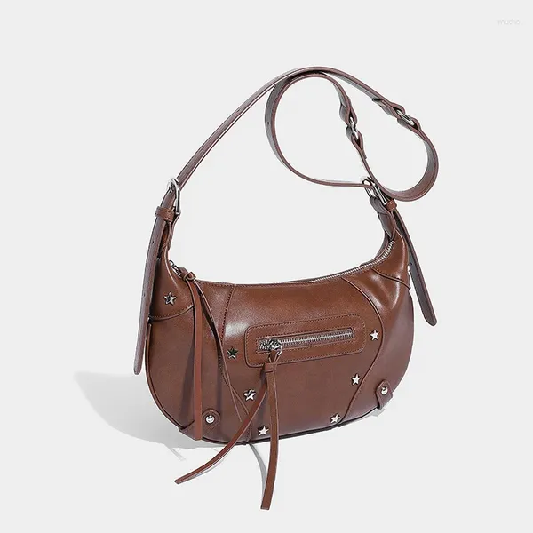 Borsa per cintura a traversa in pelle morbida di hobo retro 2024 spalla alla moda e versatile design unico di alto senso alla moda