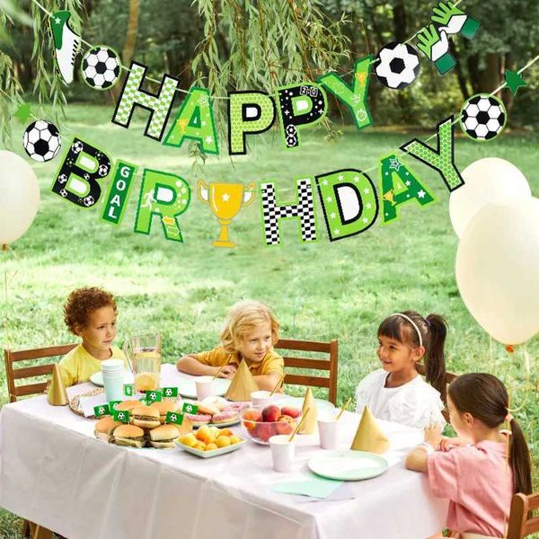 Banner Flags Football Tema Tema Banner Banner Garland Kids Boy Soccer Birthday Decoration Favors Cupcake Topper Fands Forma