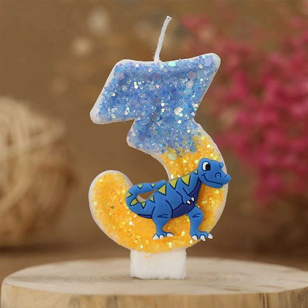 3 pezzi Candele Numero Candela Dinosaur Candele Celebrazione Anniversario Decorazione Perfect Birthday Brunch Dessert Cake Topper 1 pezzo