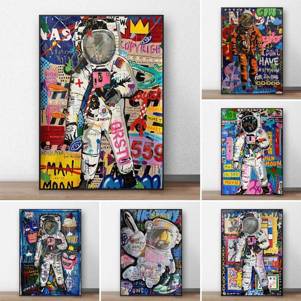 ASTRONONAUS PERSATTER PERDITÀ POSTER POSTER STREET GRAFTITI ASTRATTO MURAL MURALE MODERNO DEI DECIVI DELLA CAMINA DI PITTURA CANVAS