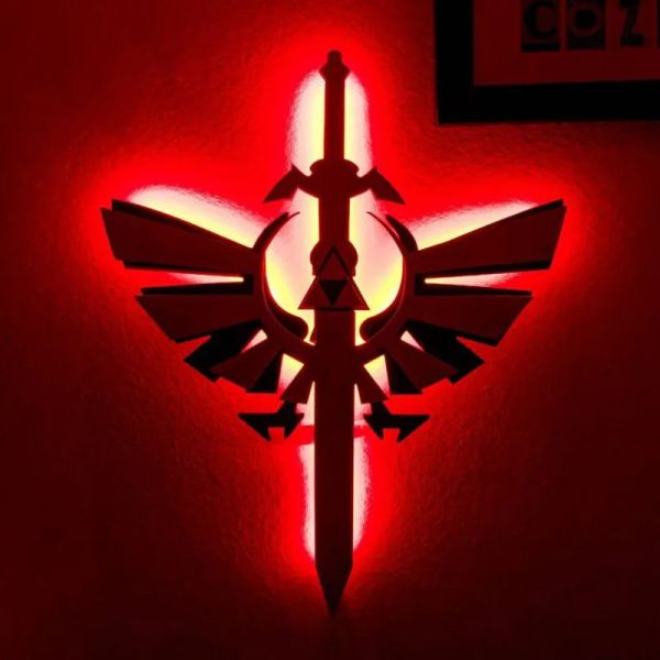 Adesivos desenhos animados anime zeldas 3d led parede luz zeldas espada infantil quarto noite luz 16 cores luminária decorativa remota