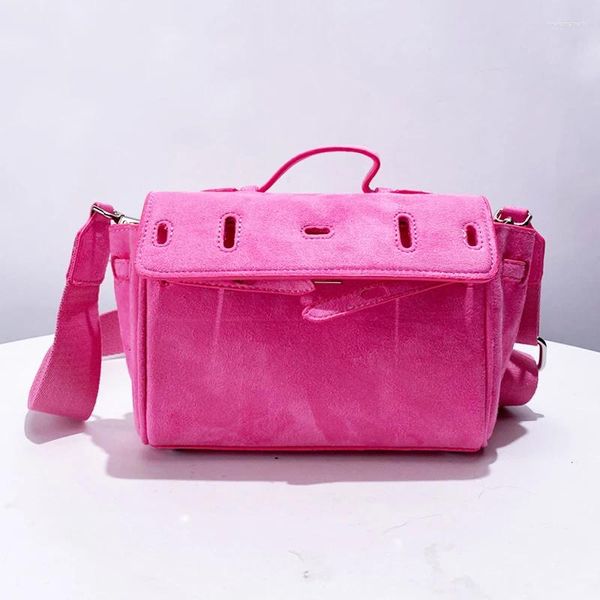 Totes quadradas de camurça falsa bolsas foscas para mulheres bolsas de grife de luxo e bolsas 2024 no ombro largo de moda small crossbody