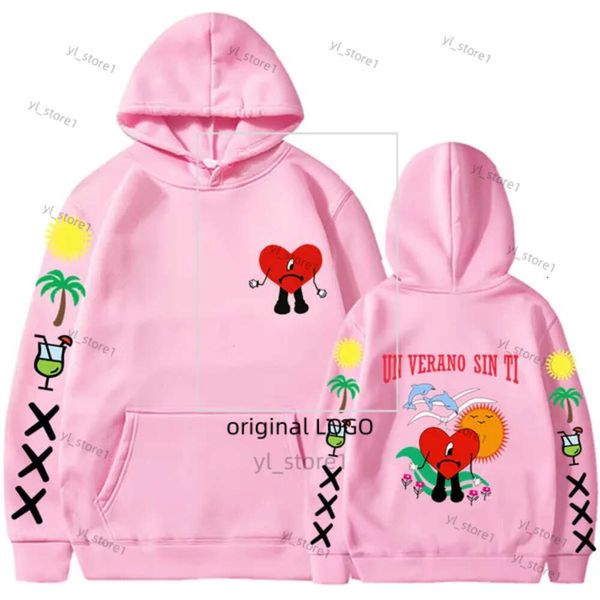 Felpe con cappucci da uomo BAD BUNNY UN VERANO SIN TI GRAFICA DONNA INDAMINA A DOPPIO DONNE DONNE OVERSEX Pullover unisex Coattre streetwear 2450