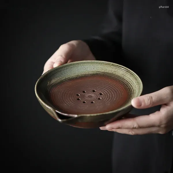 Чайные подносы японская сырая глиняная посуда база небольшой сухой лоток для домохозяйств для хранения водяной чайной посуды