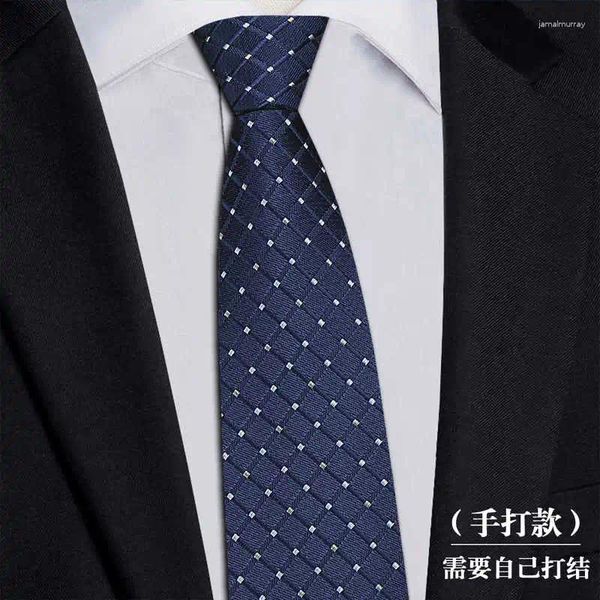 Laço amarra de alta qualidade gravata de seda de seda moda xadrez de banquete de banquetes de homens da moda Acessório de camisa com manuseio de 7 cm de gravura real