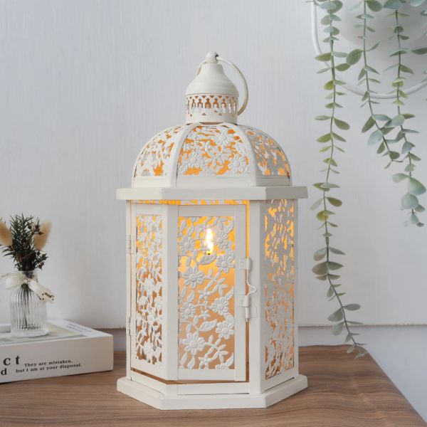 THIESTRI Porta di candele in metallo Lanterna decorativa per lanterna rustica in sospeso per feste esterne interni matrimoni giardino