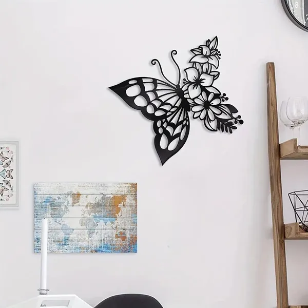 Figurine decorative Butterfly Flower Metal Wall Decoration Moon Hollow Iron Ramadan Eid Mubarak Art Home