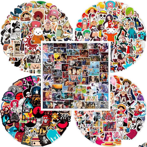 Adesivos de filme de desenho animado 48 50 60 100 PCs Comic One Piece manga iti diy lage laptop skateboard skateboard adesivo de adesivo de brinquedo