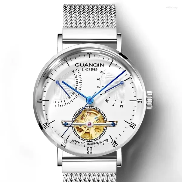 Orologi da polso guanqin marchio tourbillon orologio maschile di lusso orologio inossidabile impermeabile meccanico per uomo moda multifunzionale