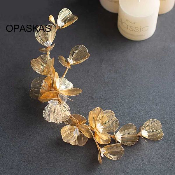 Bandas da cabeça noiva Tiaras tiaras feminino pérola dourada de pêlos de trabalho de cabelo bola de cabeceira de casamento acessórios para cabelos de casamento noiva jóias q240506