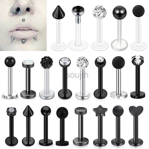 Body arts wkoud 16g in acciaio inossidabile labbro labret a sfera di cristallo per piercing monroe labbro per lebbro elica tragus conch orecchini cartilagine piercing neri d240503