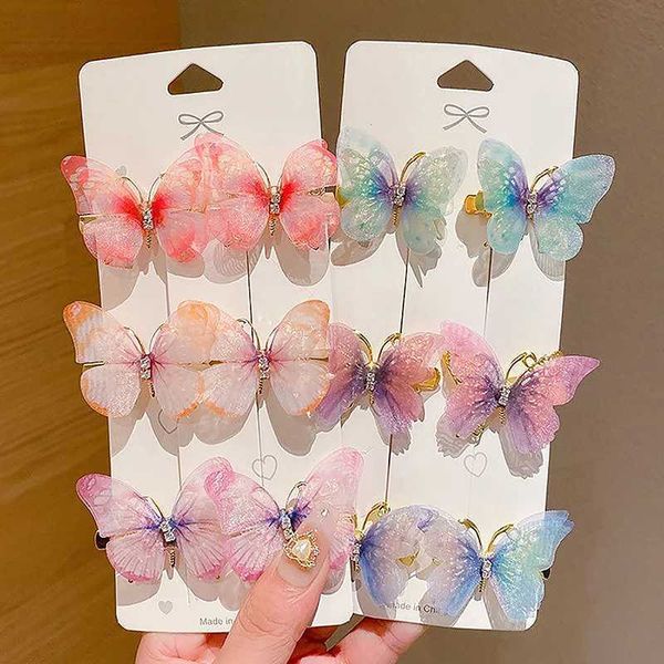 Andere 1pc zufällige farbenfrohe Schmetterlingshaarpins Mädchen Barrettes Frauen Süßes Haar Ornament Regenbogen Kopfbedecke Mode Hair Accessoires