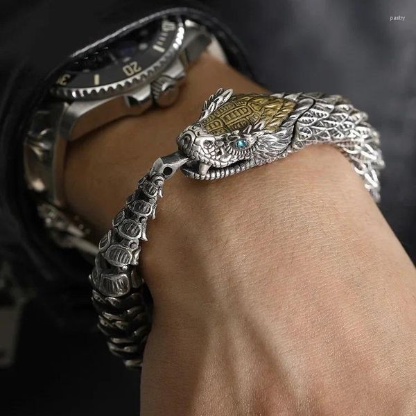 Bracelets de charme 2024 Viking Gothic Black Gun Dragon Men Bracelet Style Style Golden Horn Womening Women Party Copper Jóias de moda