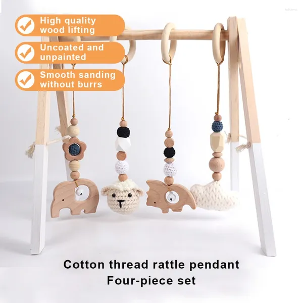 Dekorative Figuren 4 -Pieces handgefertigtes hölzerne Baby -Rasselspielzeug für Geborene Materialien und künstlerische Verarbeitung Multiple