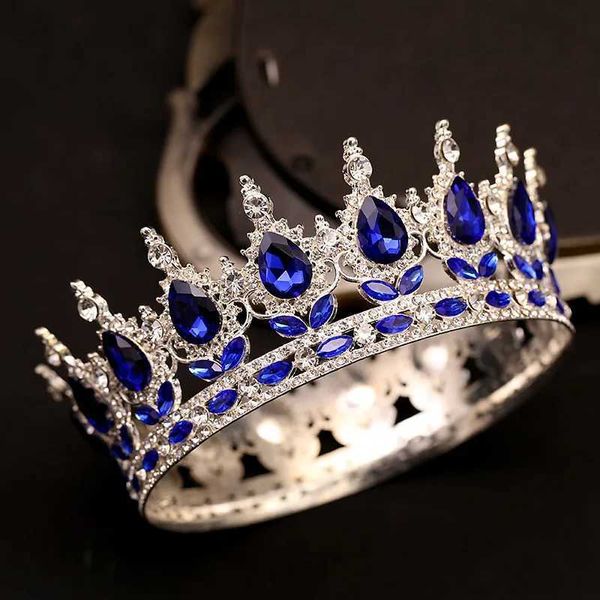 Bandas da cabeça elegante azul king coroa acessórios de cabelo de noiva de casamento fábrica de cabeças de cabeça nupcial preços da fábrica Q240506