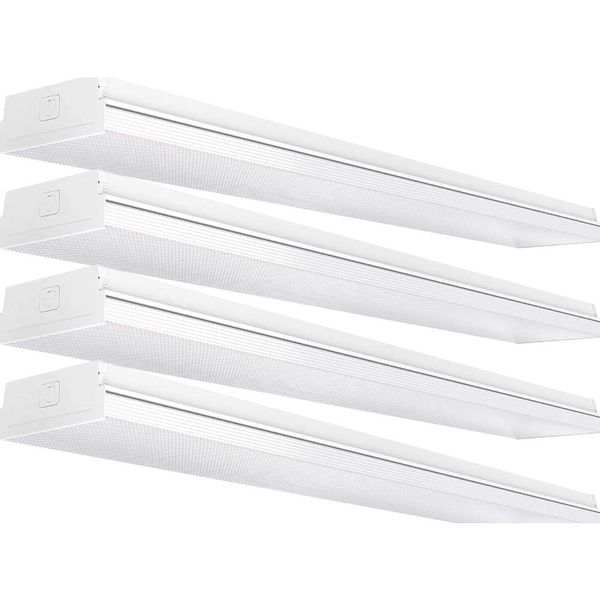 Sunco aydınlatma 4 paket 7 inç saran 4ft LED mağaza Işığı fikstürü - Bağlanabilir garaj LED tavan ışıkları - 50W 6500 LM 6000K Gün ışığı Deluxe Entegre LED prizmatik lens