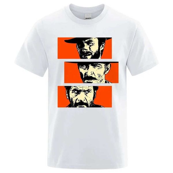 Camisetas masculinas de verão masculino camiseta The Good the Bad and Feio Blondie Angel Eyes Tuco Cowboy T-shirt Impressa