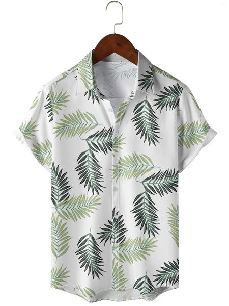 Camicie casual da uomo stampa a foglia a manica corta camicia hawaiane per estate per le vacanze