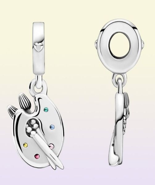 Nova chegada 100 925 Sterling Silver Artist039S Palette Dangle Fit Fit original European Charm Bracelet Jóias Acedes3247782