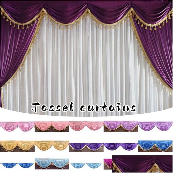 Vorhang 2m Hochzeit Hintergrund G Party Valance Drape Panel Hintergrund Bühne Dekor Drapery 240115 Drop Lieferung Hausgarten Textilien Gewinnen Sie DH8ZN