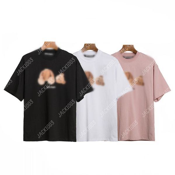 Palm Pa Harajuku 24SS Spring Brokekösiges Bärenbrief Druck Logo T -Shirt Lose übergroßer Hip Hop Unisex Kurzarm Tees Engel 2058 Gow