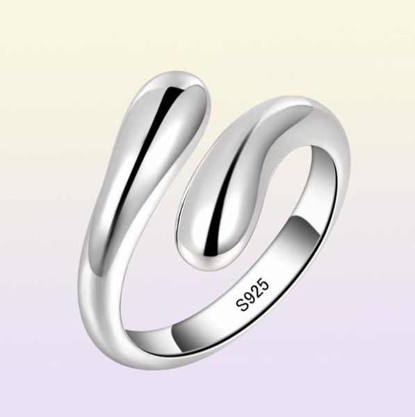 Yhamni 100 original 925 Tamanho do anel de prata esterlina Anel de água ajustável Anel aberto para mulheres com caixa de presente HR0124219771