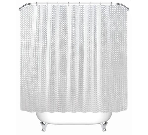 Tenda per doccia impermeabile 3D in plastica Terza da bagno per bagno bianco trasparente Tenda da bagno di lusso con ganci da 12 pezzi66660142
