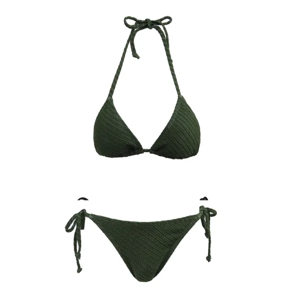 Frauen Badebekleidung Asbayson sexy Bikinis für Frauen 2024 Solid Schnüre -up Badeanzug Damen Push Badeanzug zweiteiliger Strandbekleidung