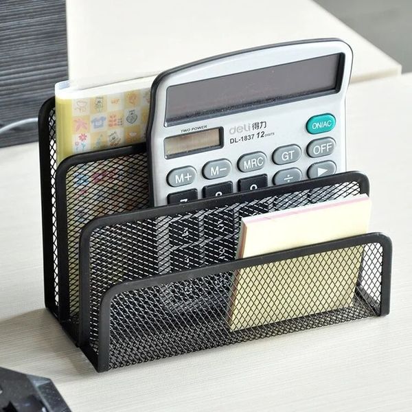 Black Metal Mesh Desk Organizzatore Desktop Desktop Sorter Sorter Mail File Organizzatore Office Bookends Business Business Business