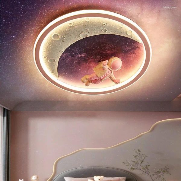 Deckenleuchten Nordic Cartoon Light Planet Astronaut Harz Eisenkunst Lampe Schlafzimmer Wohnzimmerstudium Lampen Kinder Beleuchtung Vorrichtung