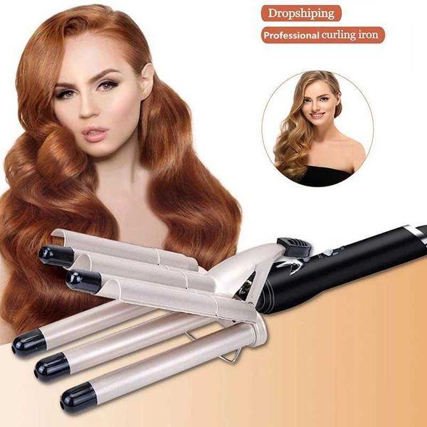 Os rolinhos de cabelo alisadores de cabelo crimpador curling curling cremadores de cerâmica wavers wand wand aquecimento rápido cinco barris de 5 barris ferramentas de vacilação para todos os tipos de cabelo y240504