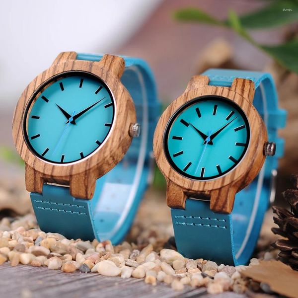 Avogadas de pulso Casal observa Bobo Bird Men Women Women Wooden Quartz Wristwatch com relógio de pulseira de couro na caixa de presente personalizada