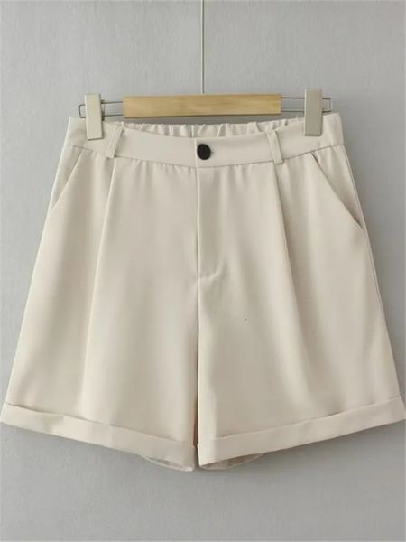 Plus -Größe Womens Shorts Solid Colored Smart Blazer mit Reißverschlussfliege am vorderen Stretchbund und NonNretch Fabric 240420