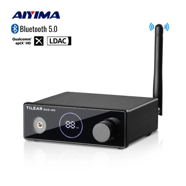 Amplificador Aiyima CSR8675 Decodificador do receptor Bluetooth ES9038 DAC APTXHD LDAC HIFI Decodificador de fone de ouvido Optical Coaxial 242khz